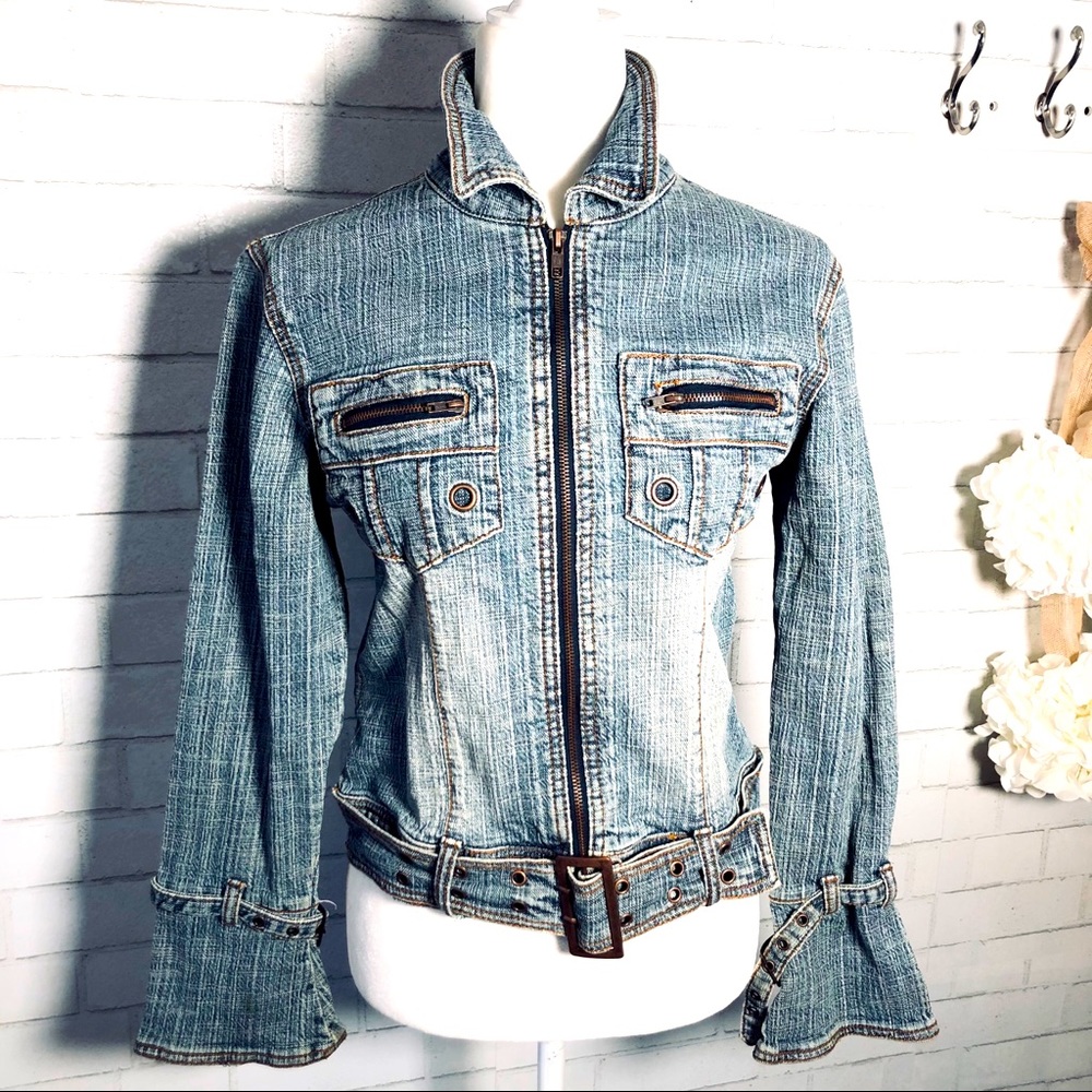 Crest Jeans Boho Style Denim Jacket Sz M